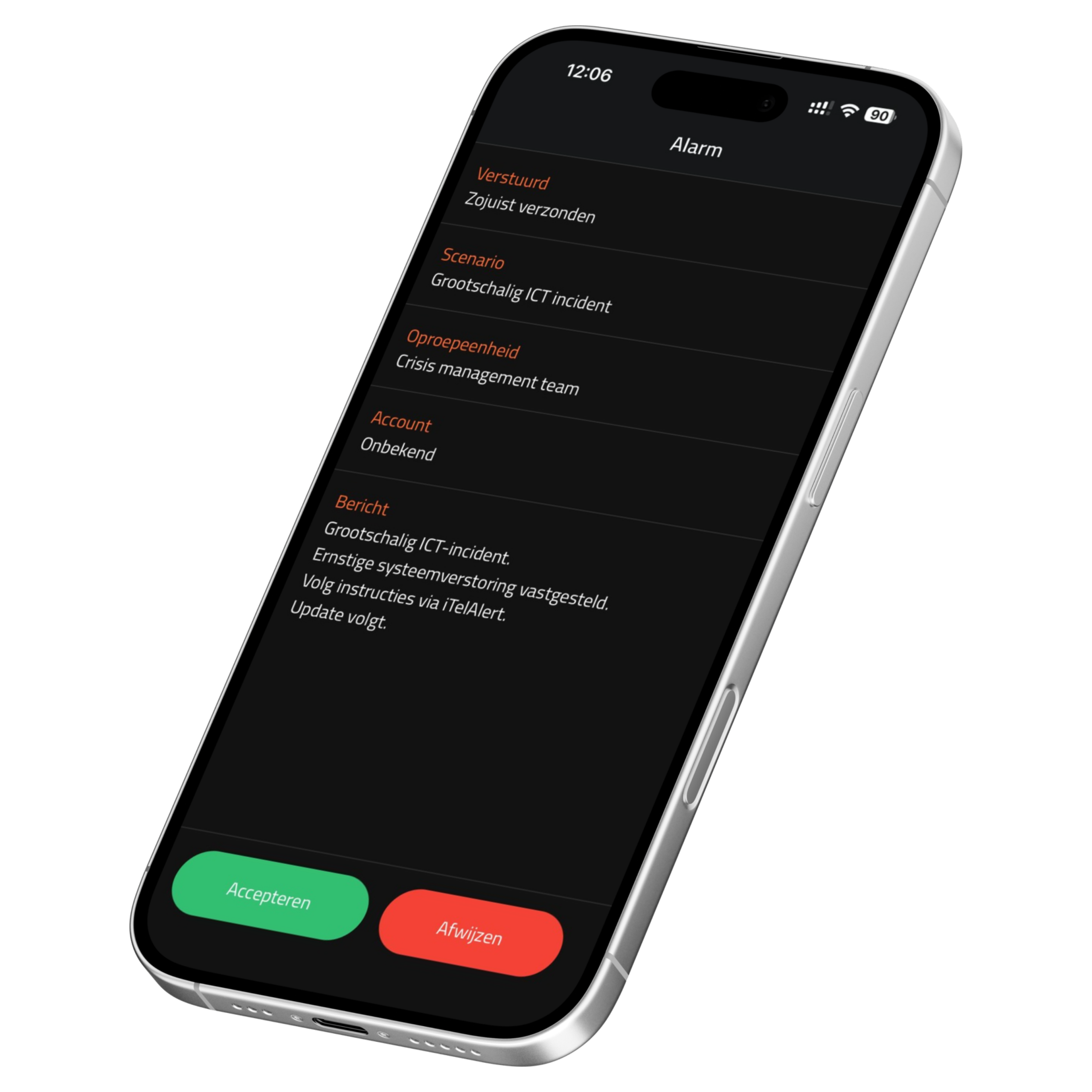 iTelAlert scenario stroomstoring